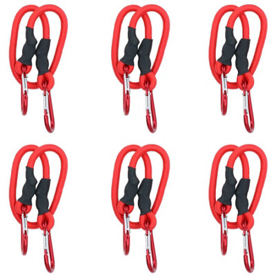 AB Tools 24" 60Cm Bungee Rope With Carabiner Clips Cords Elastic Tie Down Fasteners 6Pc from B&Q