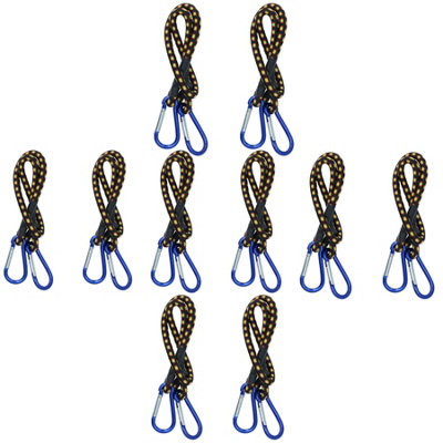 AB Tools 24 Inch Bungee Strap With Aluminium Carabiners Hook Tie Down Fastener Holder 10Pc