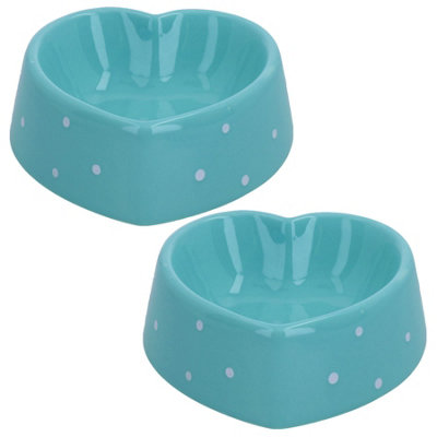 AB Tools Two Blue Heart Dog Small Animals Puppies Kittens Small Dog Bowl 15Cm/300Ml from B&Q