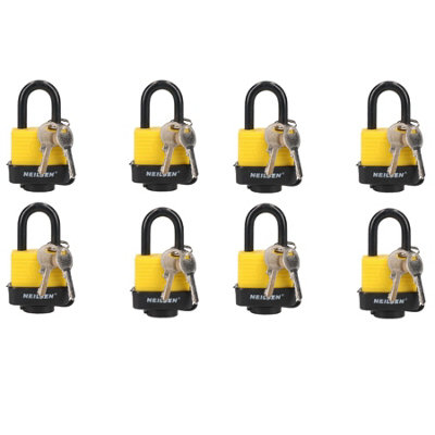 AB Tools 4 Keyed Alike 40mm Water Resistant Waterproof Padlocks 8 Locks 16 Keys Security