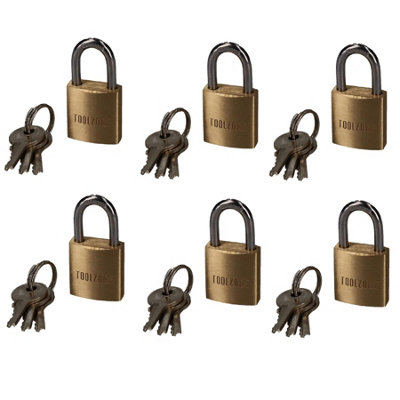 B&Q -  6 X 50mm Brass Padlock Heavy Duty Shed Garage Chain Security Lock