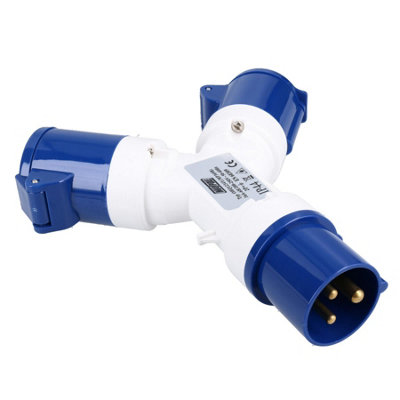 AB Tools Y Splitter 2 Way Adaptor 230V Mains Site Socket Lead Caravan Generator Boat from B&Q