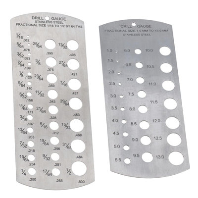 AB Tools Metric & Imperial Fractional Drill Size Gauge 1 To 13mm & 1/16 To 1/2" Measure from B&Q