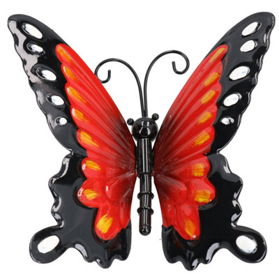 AB Tools Small 3D Red Metal  Butterfly Garden/home Wall Art Ornament 7X12X14Cm from B&Q