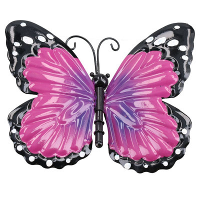 AB Tools Small 3D Purple Metal  Butterfly Garden/home Wall Art Ornament 7X12X14Cm from B&Q