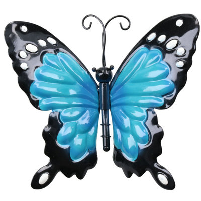 AB Tools Small 3D Blue Metal  Butterfly Garden/home Wall Art Ornament 7X12X14Cm from B&Q