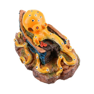 B&Q -  Aquatic Aquarium Decor Deco Led Octopus Fish Tank Ornament 10X11X14Cm