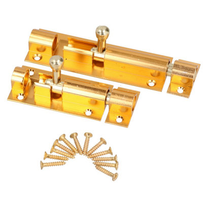 AB Tools 2" & 3" Brass Door Bolt Security Shed Bathroom Door Slide Dead Lock Catch Latch from B&Q