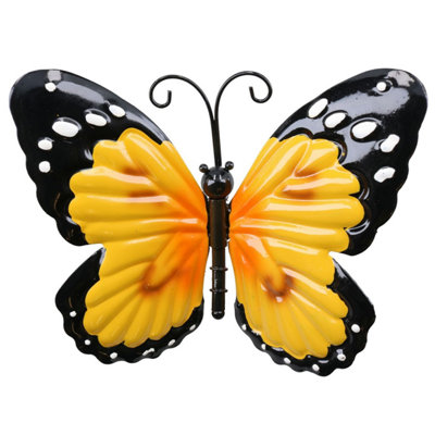 AB Tools Large 3D Orange Metal  Butterfly Garden/home Wall Art Ornament 8X24X36Cm from B&Q