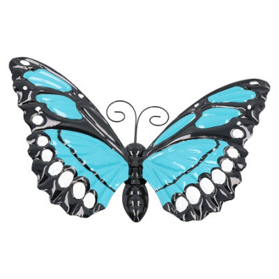 AB Tools Large 3D Blue Metal  Butterfly Garden/home Wall Art Ornament 8X24X36Cm from B&Q