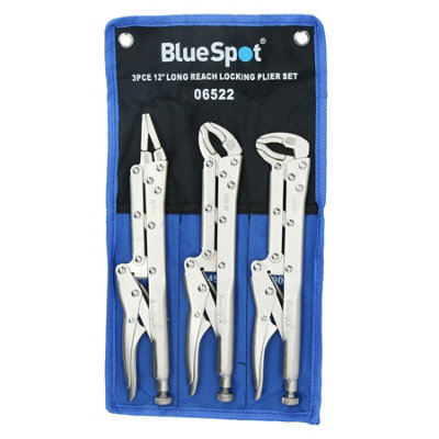 Ab Tools 12" Extra Long Nose Adjustable Locking Pliers Mole Grips 3Pc Set Straight 45 90
