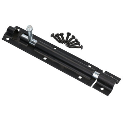 AB Tools 150mm Tower Bolt Latch Sliding Lock Gate Shed Door Padbolt & Fixings