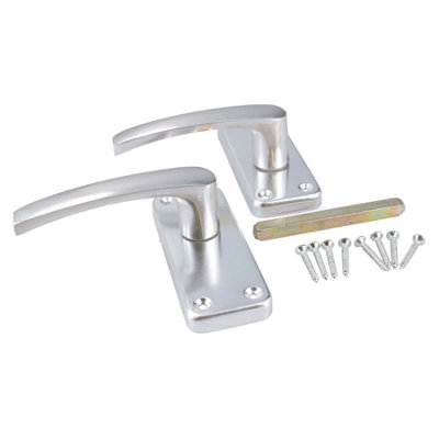 AB Tools Aluminium Door Handle Straight Lever Internal Latch Spring Loaded With Fixings from B&Q