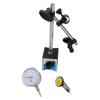 AB Tools Lever & Plunger Metric Dial Test Indicators & Magnetic Base Dti Gauge Clock from B&Q