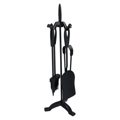 AB Tools Log Fire Fireside Fireplace Set Brush Poker Shovel Tongs Cast Iron Tools 5Pc from B&Q
