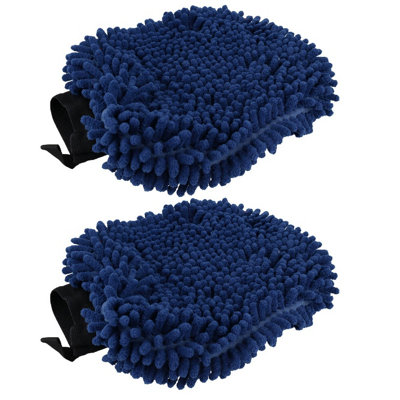 AB Tools 2Pk Blue 2 In 1 Noodle Drying Grooming Mitt One Size Fits All Muddy Wet Dog from B&Q