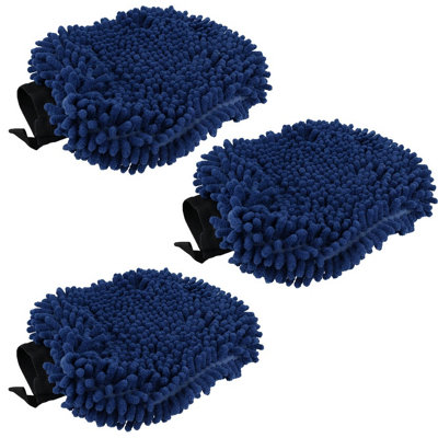 AB Tools 3Pk Blue 2 In 1 Noodle Drying Grooming Mitt One Size Fits All Muddy Wet Dog from B&Q