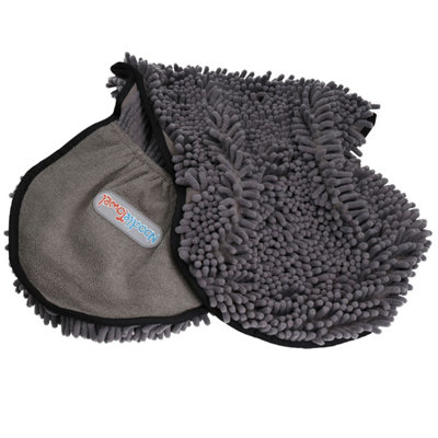 AB Tools 1 Super Absorbent Grey Microfiber Dog Cat Pet Noodle Towel Quick Drying from B&Q