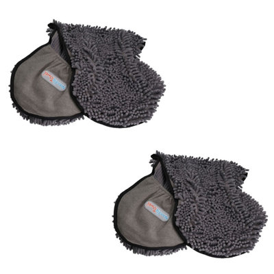 AB Tools 2 Super Absorbent Grey Microfiber Dog Cat Pet Noodle Towel Quick Drying from B&Q