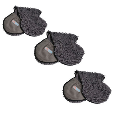 AB Tools 3Pk Super Absorbent Grey Microfiber Dog Cat Pet Noodle Towel Quick Drying from B&Q