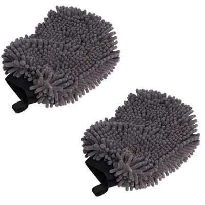 AB Tools 2X Grey 2 In 1 Noodle Drying Grooming Mitt One Size Fits All Muddy Wet Dog Puppy from B&Q