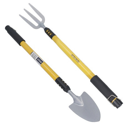 AB Tools Telescopic Extendable Garden Fork Weeder And Spade  Shovel 25In To 37In 2Pc Kit from B&Q