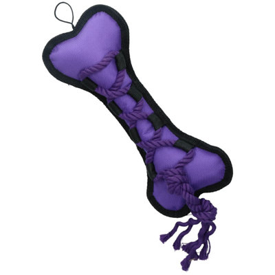 Ab Tools Purple Cross Tug Rope Bone Doy Play Toy With Squeak 30X13x3cm Medium
