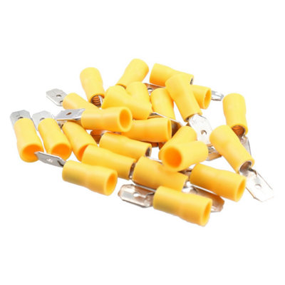 AB Tools Male Yellow Electrical Cable Wire Spade Terminals Crimps Connectors 25Pc from B&Q