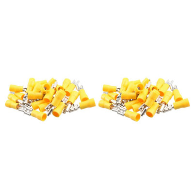 AB Tools 5mm Female Yellow Electrical Cable Wire Spade Terminals Crimp Connector 50Pc from B&Q