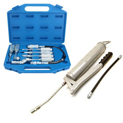AB Tools 15Oz Manual Grease Gun Lever Action With 7Pc Adapter Lube Accessories Kit from B&Q