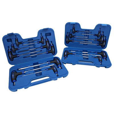 B&Q -  Metric Allen Hex Key + Torx Star T Bar Sets 210mm T10T50 18Pc