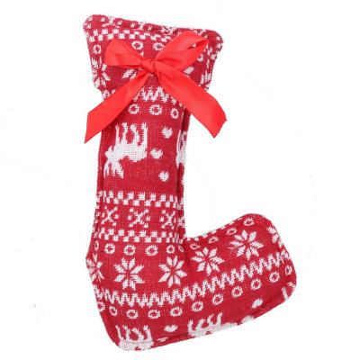 B&Q -  Dog Christmas Gift Plush Play Squeaky Red Patterned Stocking Toy 14X23Cm