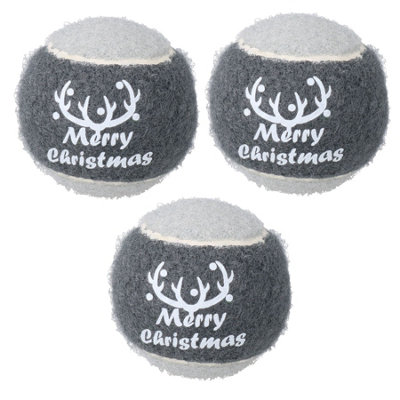 AB Tools 3Pk Dog Festive Christmas Gift Grey 'merry Christmas' Tennis Ball In Gift Box6Cm from B&Q
