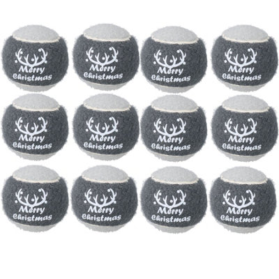 AB Tools 12Pk Dog Festive Christmas Gift Grey 'merry Christmas' Tennis Ball In Gift Box6Cm from B&Q