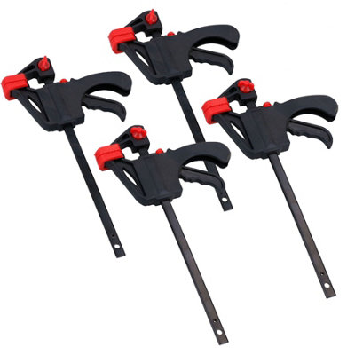 AB Tools 4" Quick Release Rapid Bar Clamp Holder Grip Spreader Speed Clamps 4 Pack from B&Q