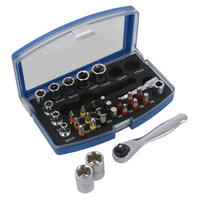 AB Tools Mini Motorcycle Metric Socket Set Kit Screwdriver Hex Torx Bits Pocket Size Tool from B&Q