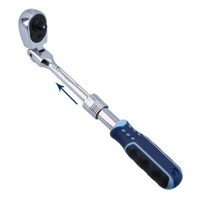 B&Q -  1/4" Drive Extendable + Flexible Ratchet Socket Driver 72 Teeth Quick Release