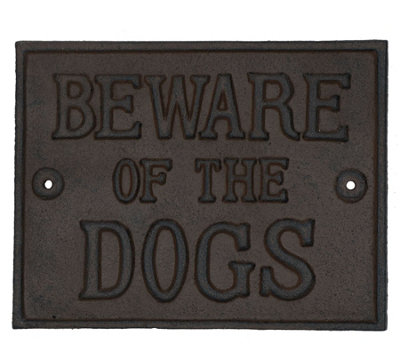 Ab Tools Beware Of Dogs Rust Cast Iron Sign Plaque Wall Fence Gate Post House Home Brown