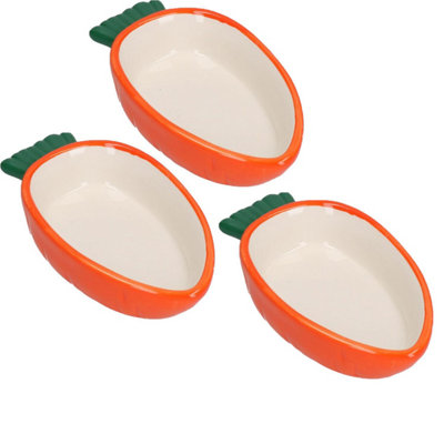 AB Tools 3Pk Small Animals  Pet Carrot Shaped Bowls For Nibbles Food 5.3" from B&Q