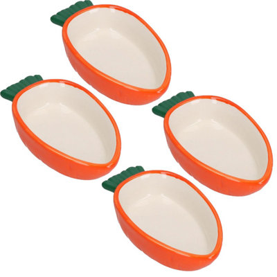 AB Tools 4Pk Small Animals  Pet Carrot Shaped Bowls For Nibbles Food 5.3" from B&Q