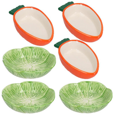 AB Tools Small Animals Small Lettuce Green Leaf  & Carrot Feeding Bowl Treat Pot 3Pk from B&Q