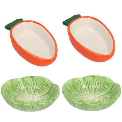 AB Tools Small Animals Small Lettuce Green Leaf  & Carrot Feeding Bowl Treat Pot 2Pk from B&Q