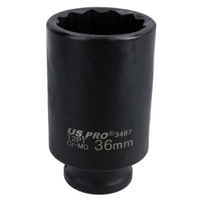 AB Tools 36mm Metric 1/2" Drive Deep Rear Hub Axle Nut Socket 12 Sided Bi-Hex from B&Q