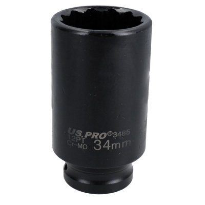 AB Tools 34mm Metric 1/2" Drive Deep Rear Hub Axle Nut Socket 12 Sided Bi-Hex from B&Q