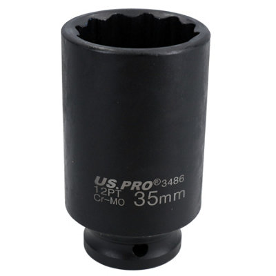 AB Tools 35mm Metric 1/2" Drive Deep Rear Hub Axle Nut Socket 12 Sided Bi-Hex from B&Q