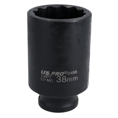B&Q -  38mm Metric 1/2" Drive Deep Rear Hub Axle Nut Socket 12 Sided Bi-Hex