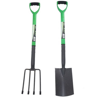 AB Tools Garden Gardening Border Fork + Border Spade Carbon Steel Blades 2Pc Set from B&Q