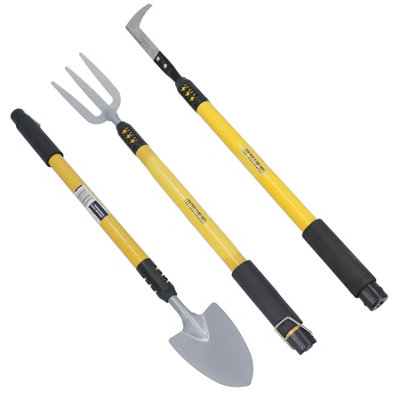 AB Tools Garden Fork Weeder And Shovel With Telescopic Handles 25In To 37In Gardening 3Pc from B&Q