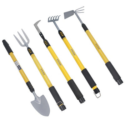 B&Q -  Garden ForkWeederShovelHoe And Rake With Telescopic Handles 25In To 37In