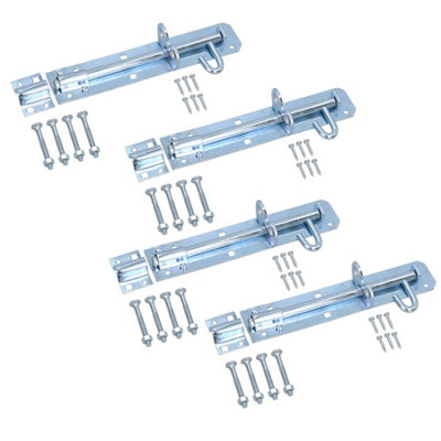 AB Tools 200mm Galvanised Brenton Slip Bolt Padbolt Slide Latch Lock Sheds Gates 4Pk from B&Q